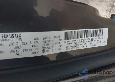 2015 Chrysler Town & Country Touring-L z USA, uszkodzony, nr VIN 2C4RC1CG2FR677644